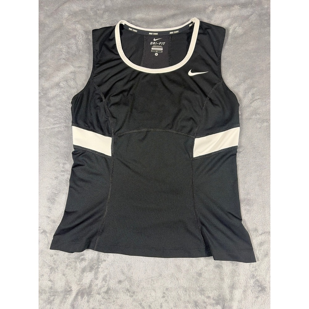 Nike Tennis Dri-FIT Tank Top Black White Racerback Sleeveless 523407-010 Mens M